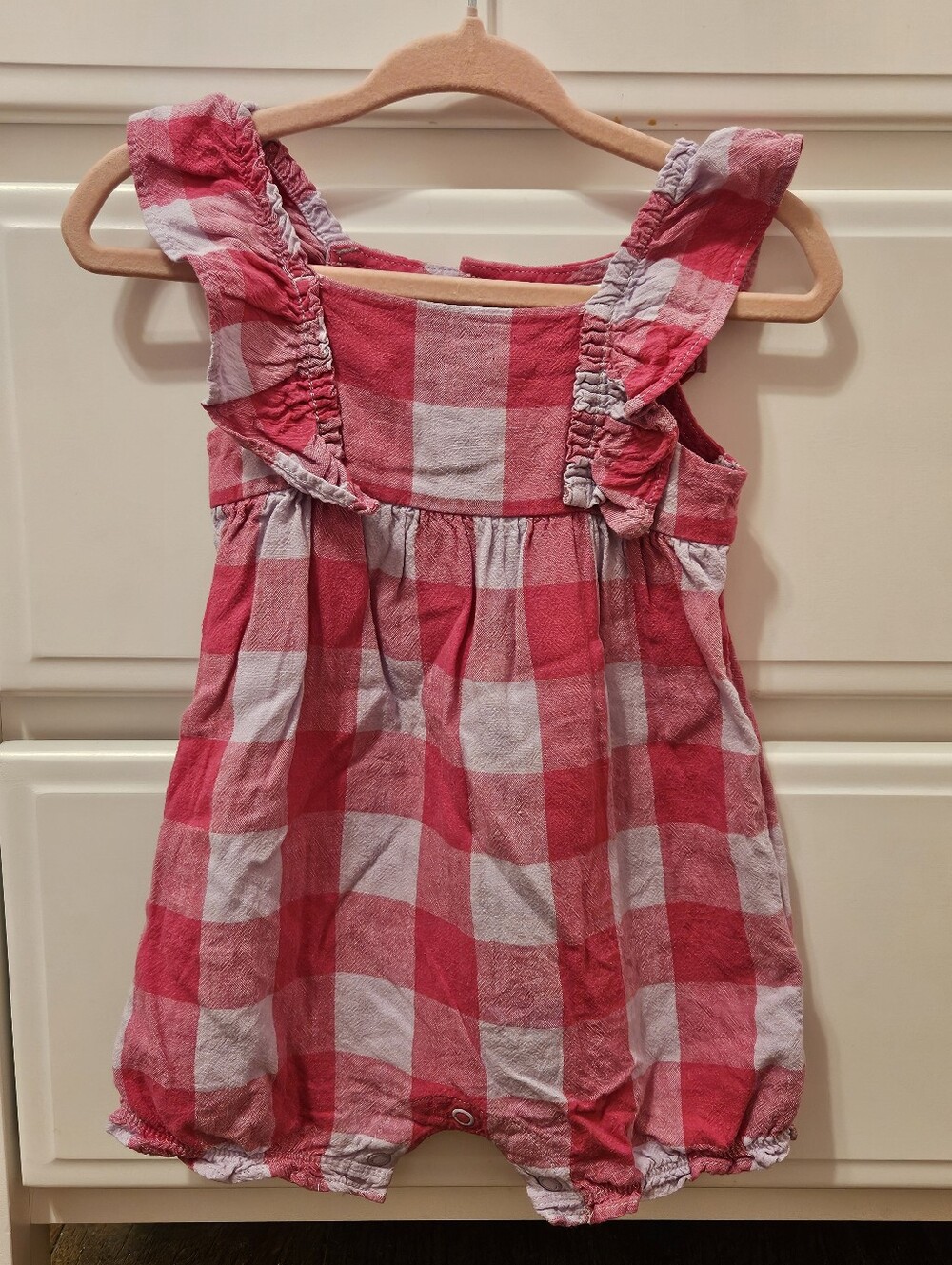 Carter's Pink & Purple Plaid Romper- Size 6m